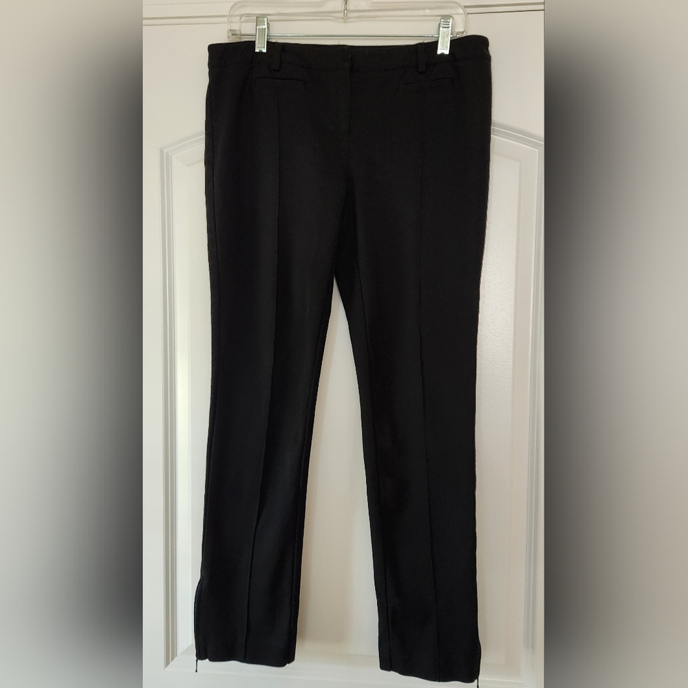 INC INTERNATIONAL CONCEPTS BLACK STRETCH PANTS ZIPPER ANKLES SIZE 10